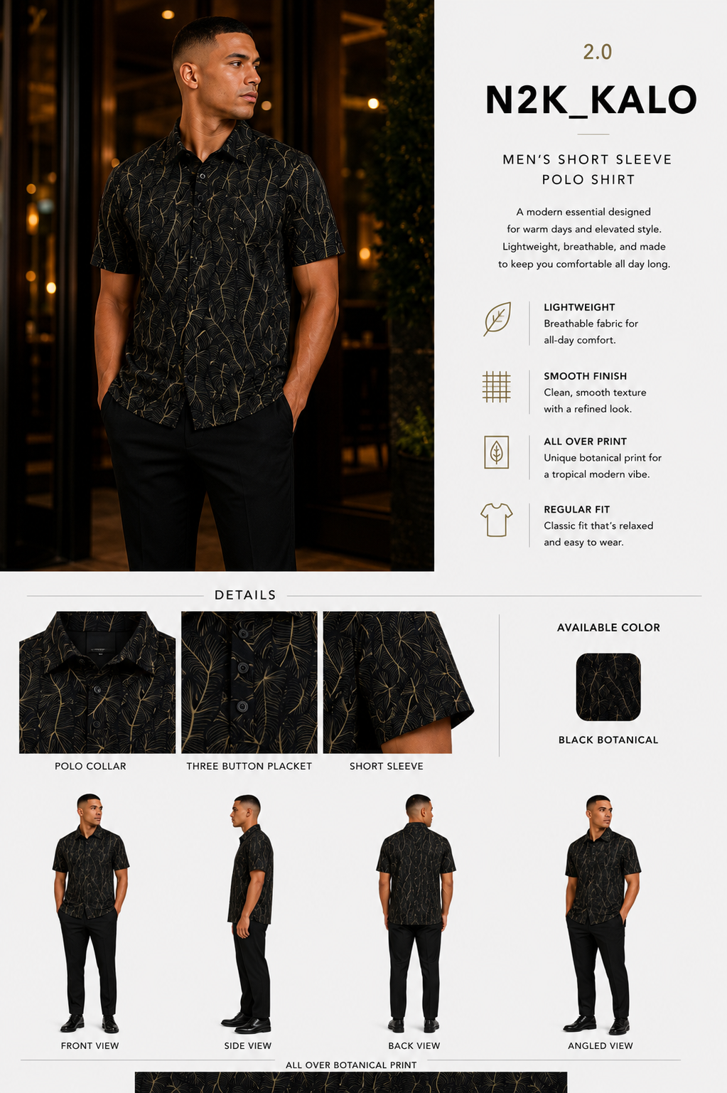 2.0 KALO MENS SHORT SLEEVE POLO